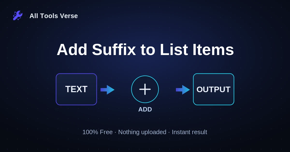 Add Suffix to List Items · free online tool · All Tools Verse