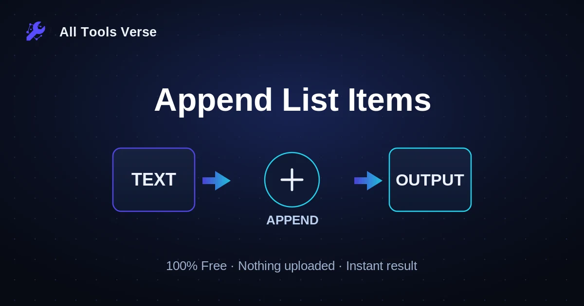 Append List Items · free online tool · All Tools Verse
