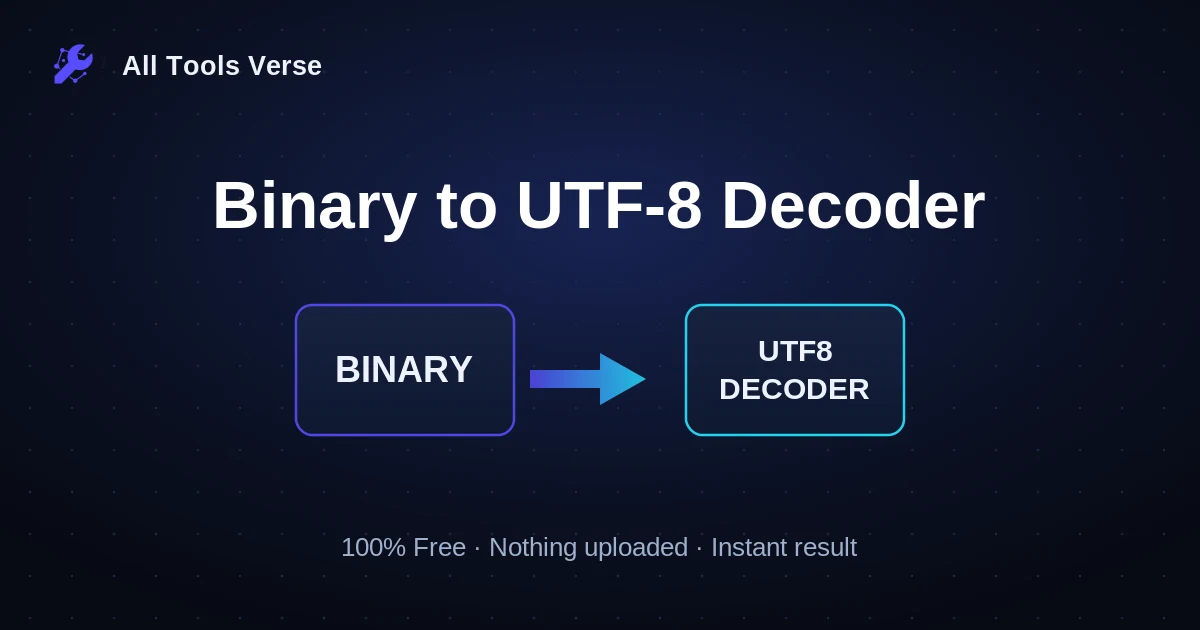 Binary to UTF-8 Decoder · free online tool · All Tools Verse