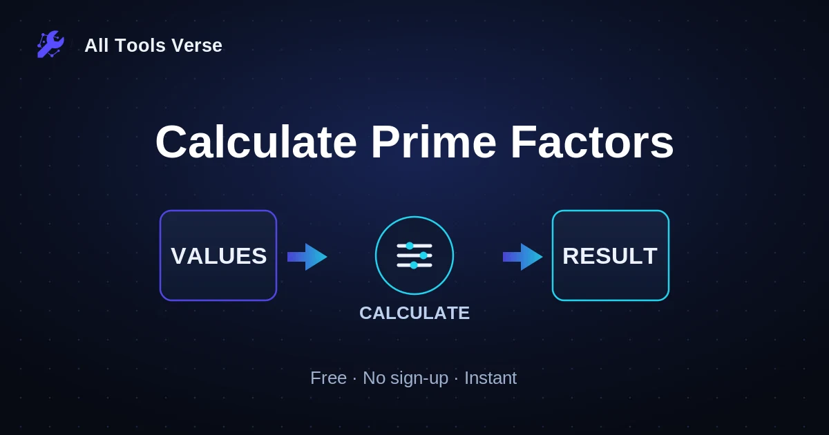 Calculate Prime Factors · free online tool · All Tools Verse