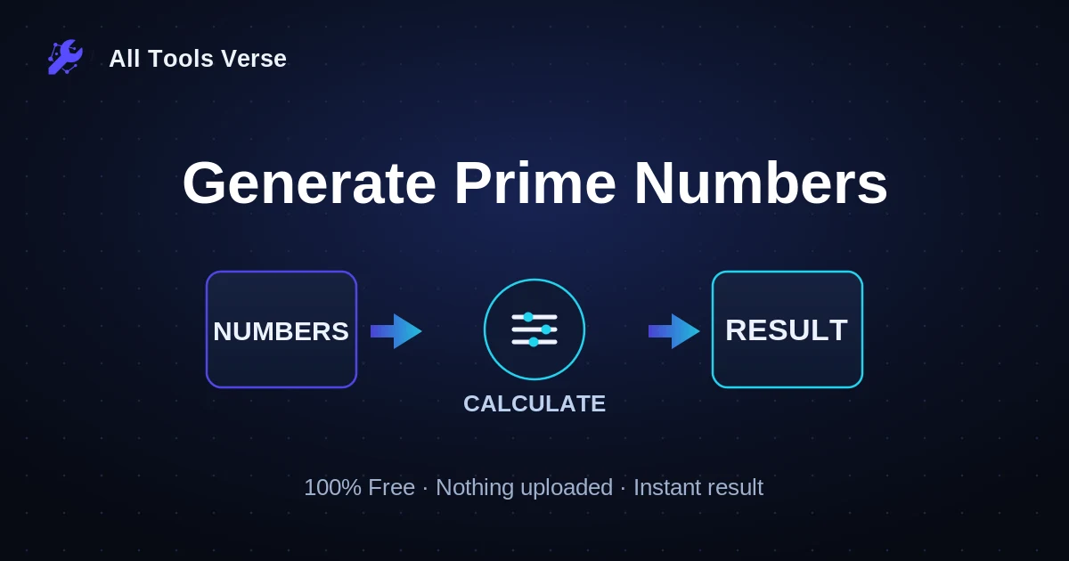 Generate Prime Numbers · free online tool · All Tools Verse