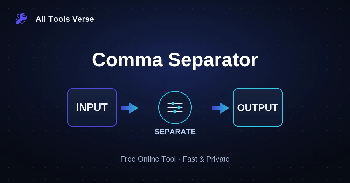 Comma Separator · free online tool · All Tools Verse