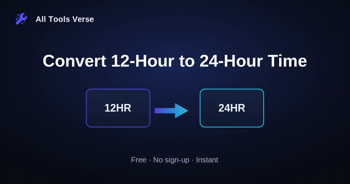 Convert 12-Hour to 24-Hour Time · free online tool · All Tools Verse