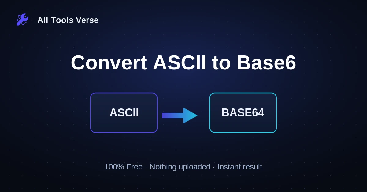 Convert ASCII to Base6 · free online tool · All Tools Verse