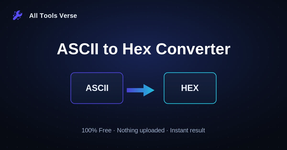 ASCII to Hex Converter · free online tool · All Tools Verse