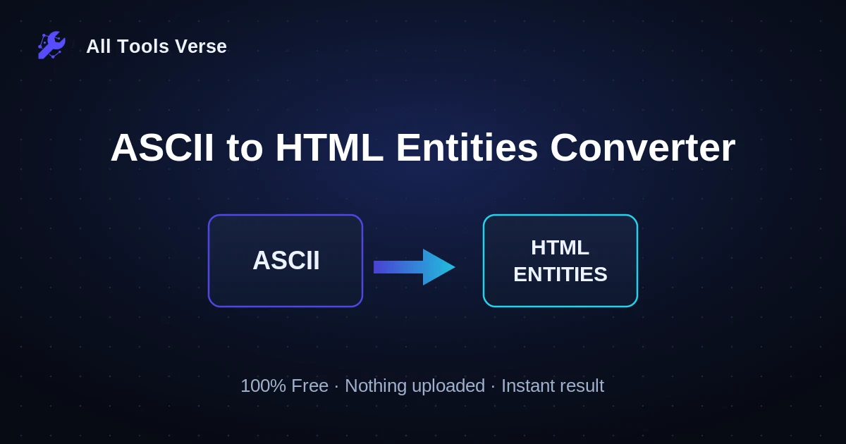 ASCII to HTML Entities Converter · free online tool · All Tools Verse