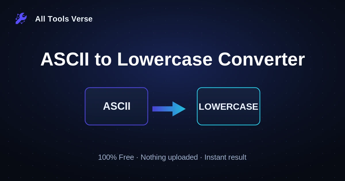 ASCII to Lowercase Converter · free online tool · All Tools Verse