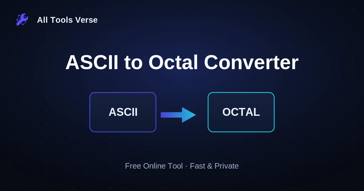 ASCII to Octal Converter · free online tool · All Tools Verse