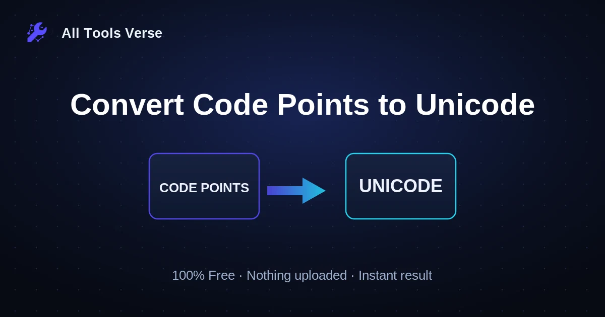 Convert Code Points to Unicode · free online tool · All Tools Verse