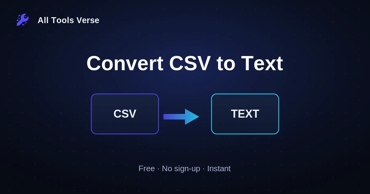 Convert CSV to Text · free online tool · All Tools Verse