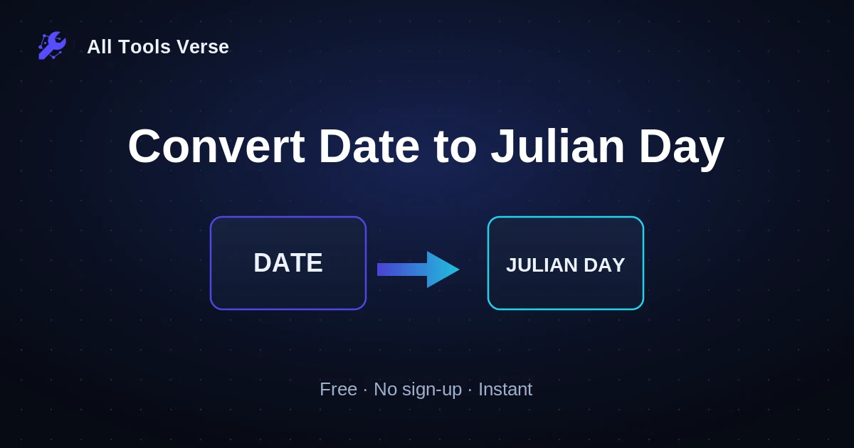 Convert Date to Julian Day · free online tool · All Tools Verse