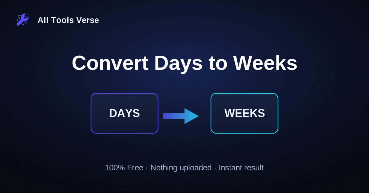 Convert Days to Weeks · free online tool · All Tools Verse