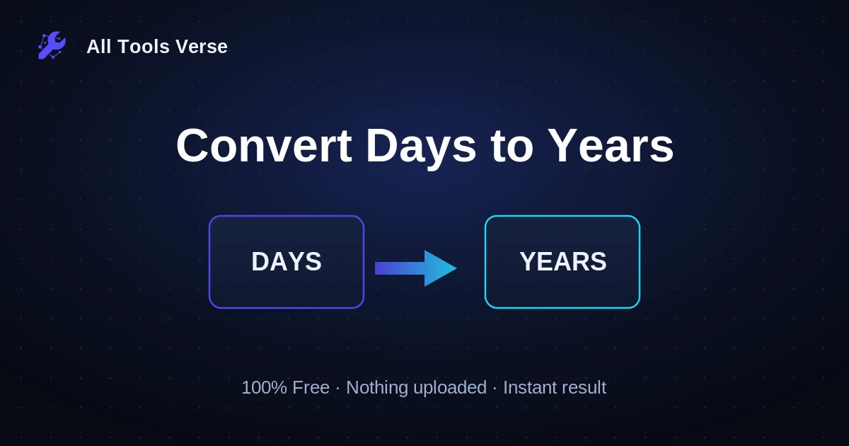 Convert Days to Years · free online tool · All Tools Verse