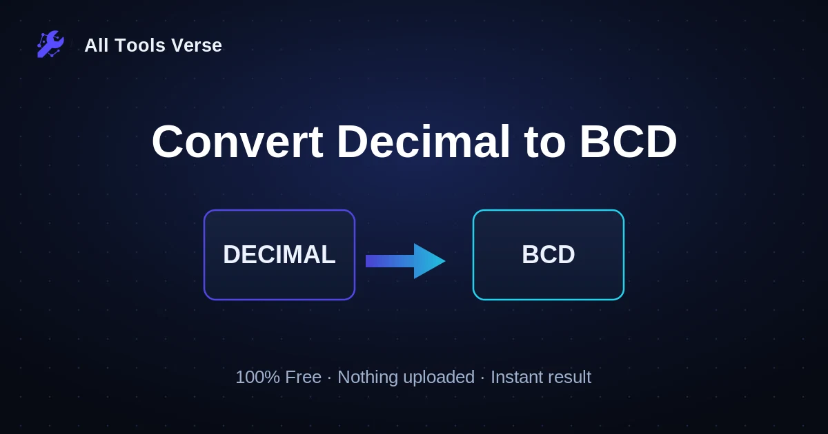 Convert Decimal to BCD · free online tool · All Tools Verse
