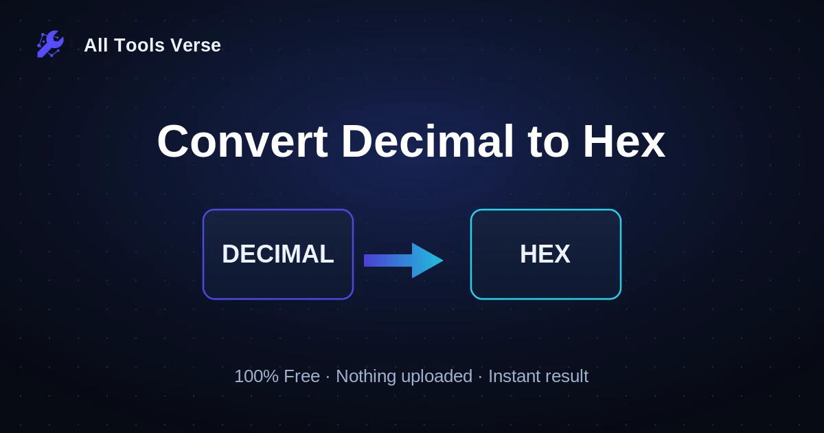 Convert Decimal to Hex · free online tool · All Tools Verse