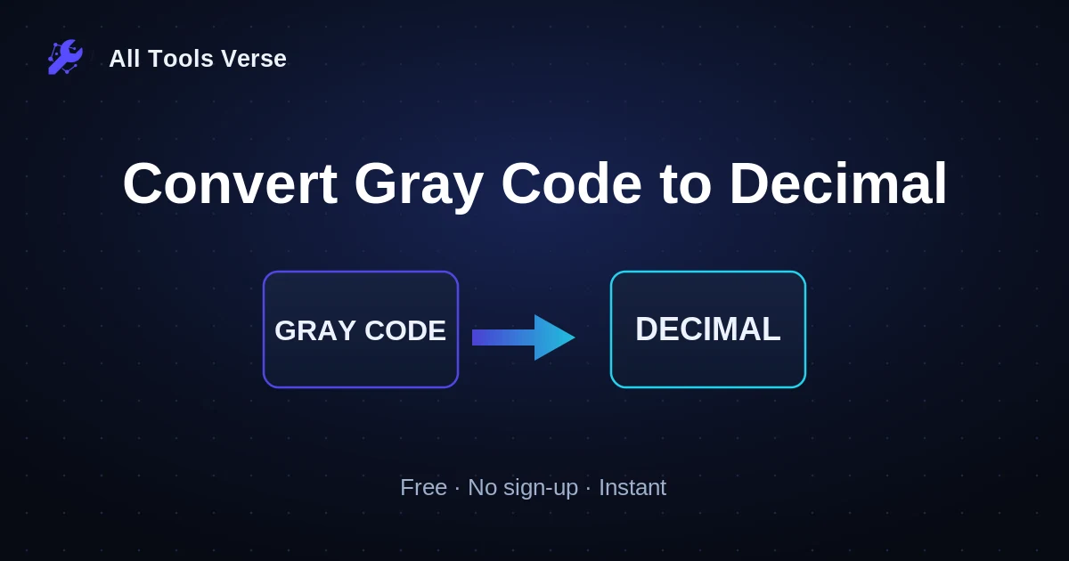 Convert Gray Code to Decimal · free online tool · All Tools Verse