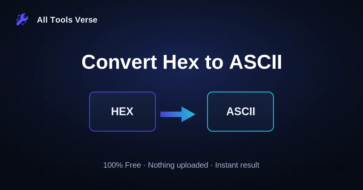 Convert Hex to ASCII · free online tool · All Tools Verse