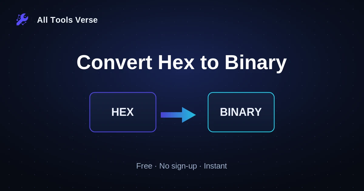 Convert Hex to Binary · free online tool · All Tools Verse