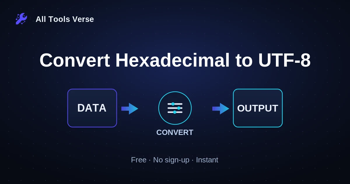 Convert Hexadecimal to UTF-8 · free online tool · All Tools Verse