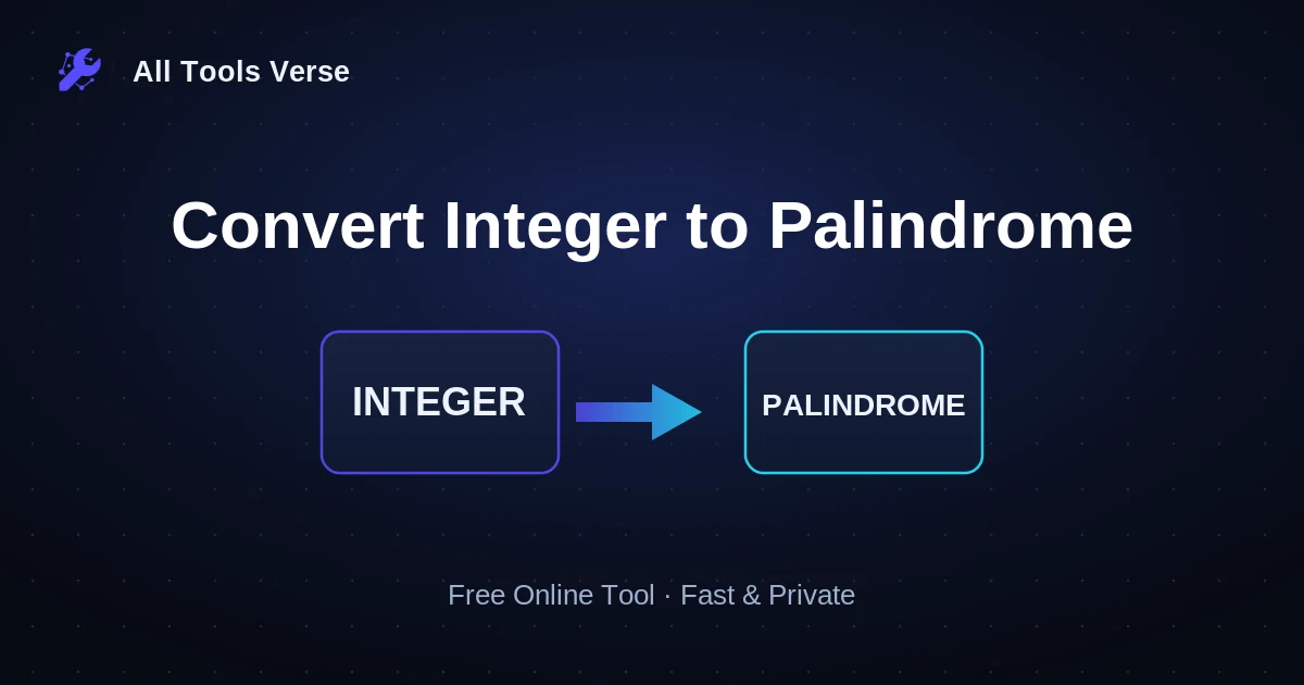 Convert Integer to Palindrome · free online tool · All Tools Verse