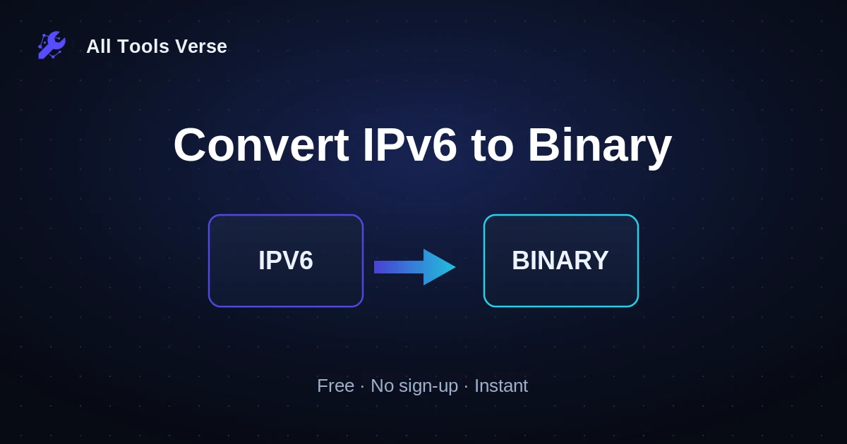 Convert IPv6 to Binary · free online tool · All Tools Verse