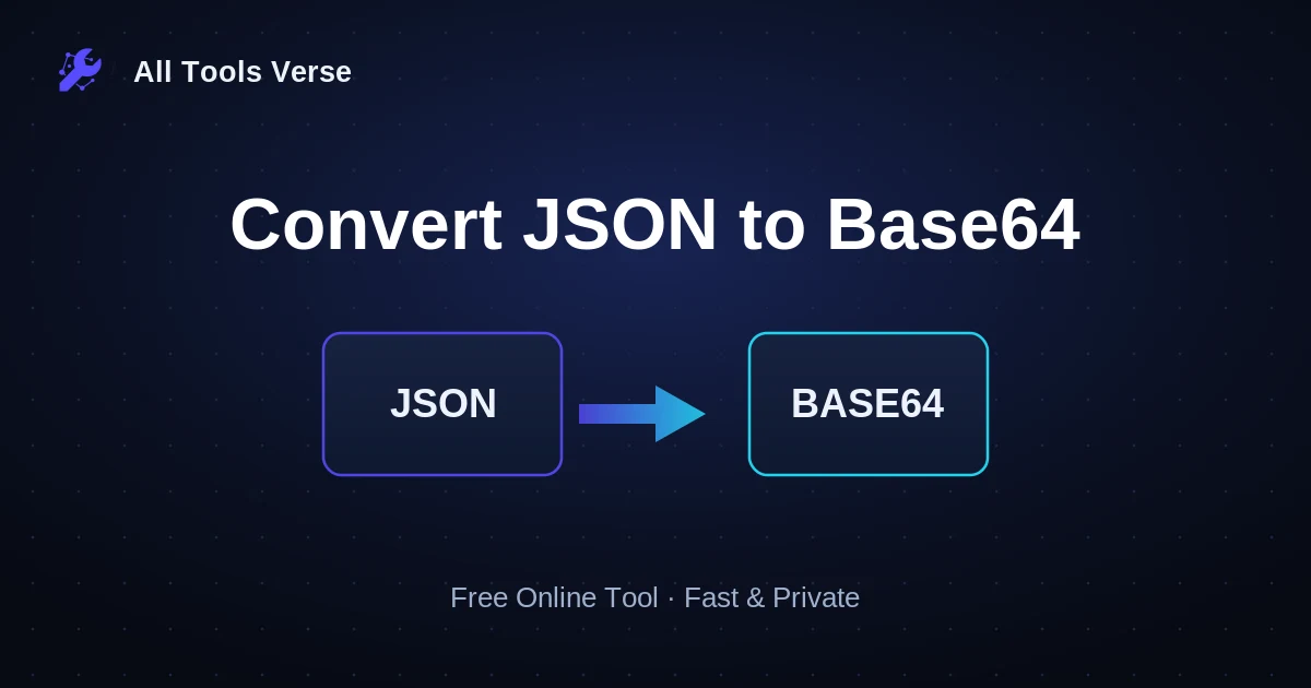 Convert JSON to Base64 · free online tool · All Tools Verse