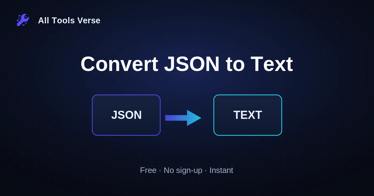 Convert JSON to Text · free online tool · All Tools Verse