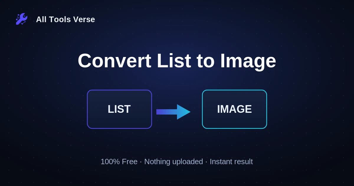Convert List to Image · free online tool · All Tools Verse
