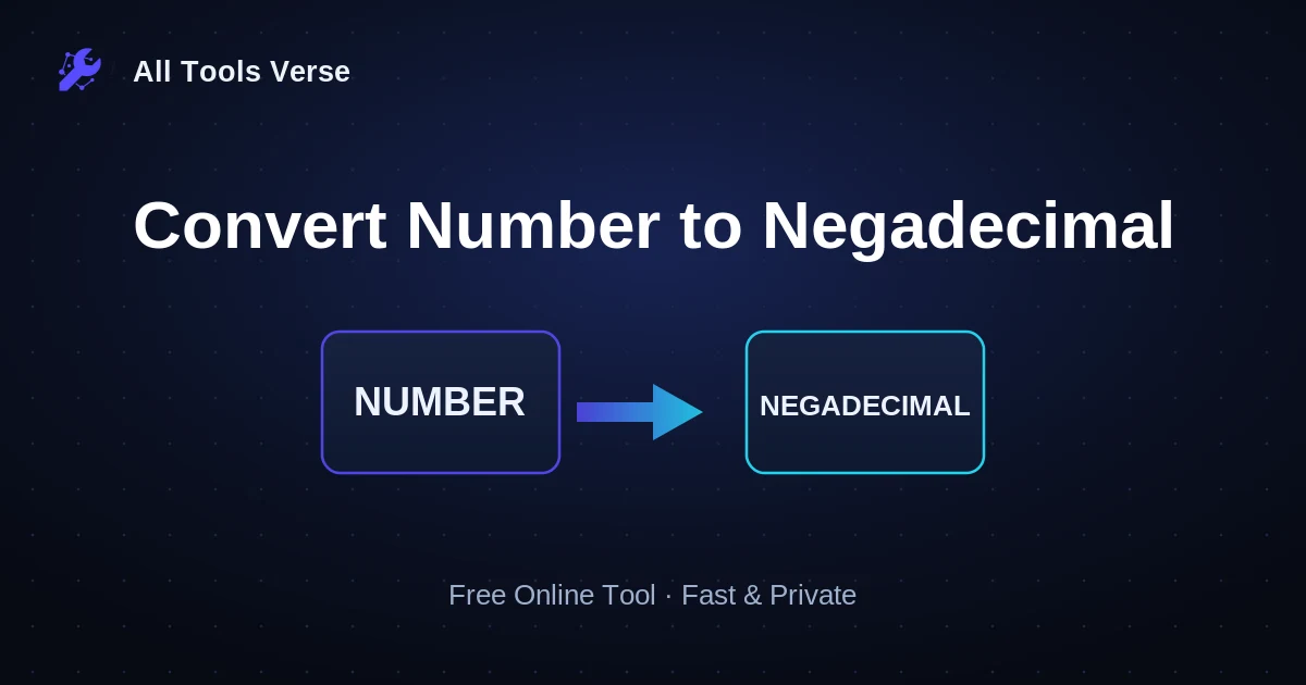 Convert Number to Negadecimal · free online tool · All Tools Verse