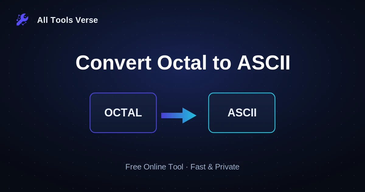 Convert Octal to ASCII · free online tool · All Tools Verse