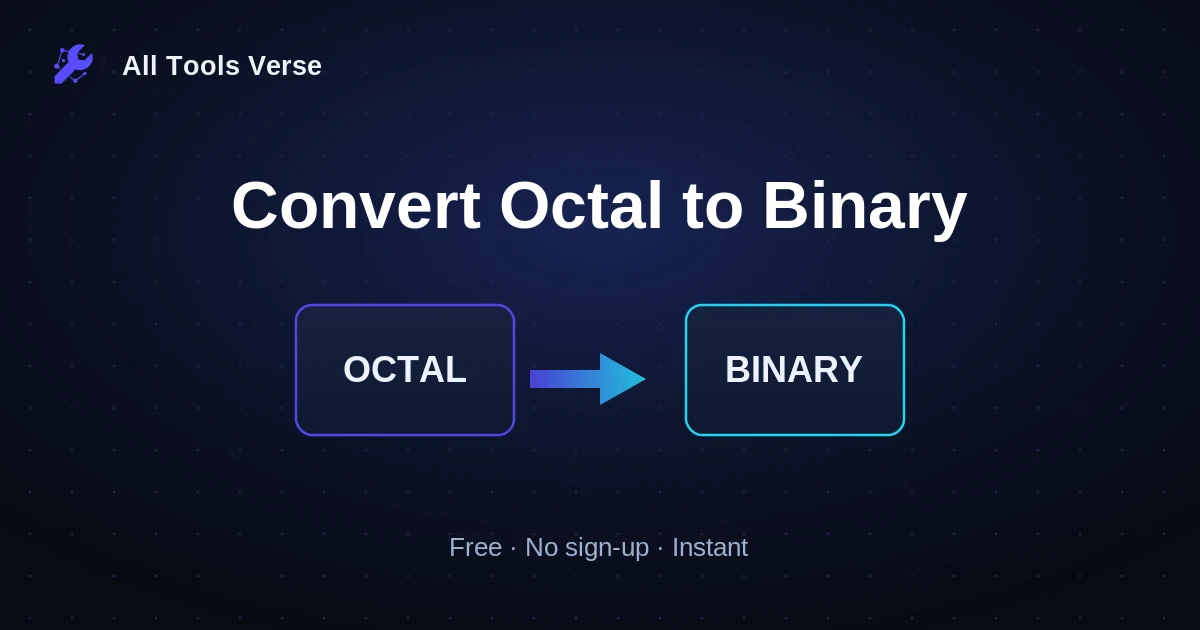 Convert Octal to Binary · free online tool · All Tools Verse
