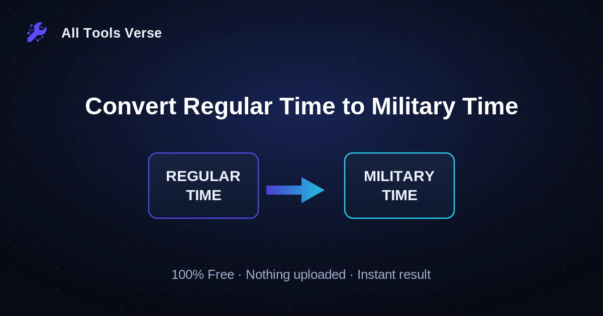 Convert Regular Time to Military Time · free online tool · All Tools Verse