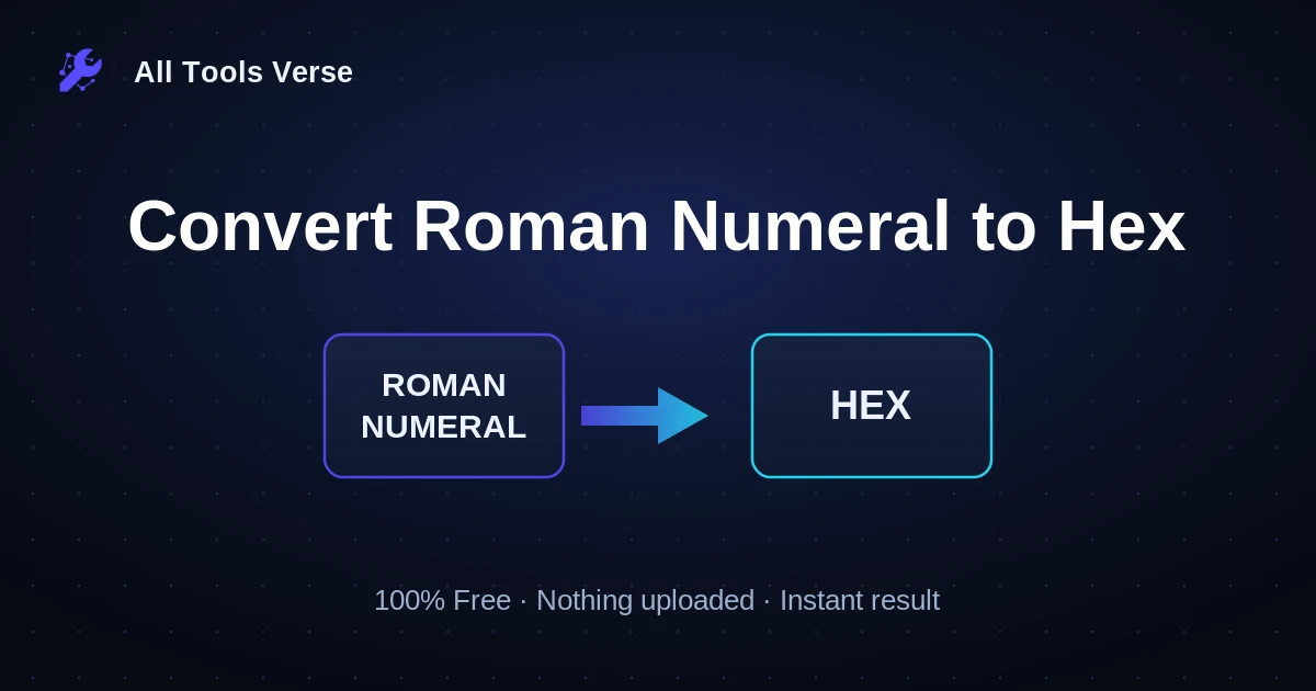 Convert Roman Numeral to Hex · free online tool · All Tools Verse
