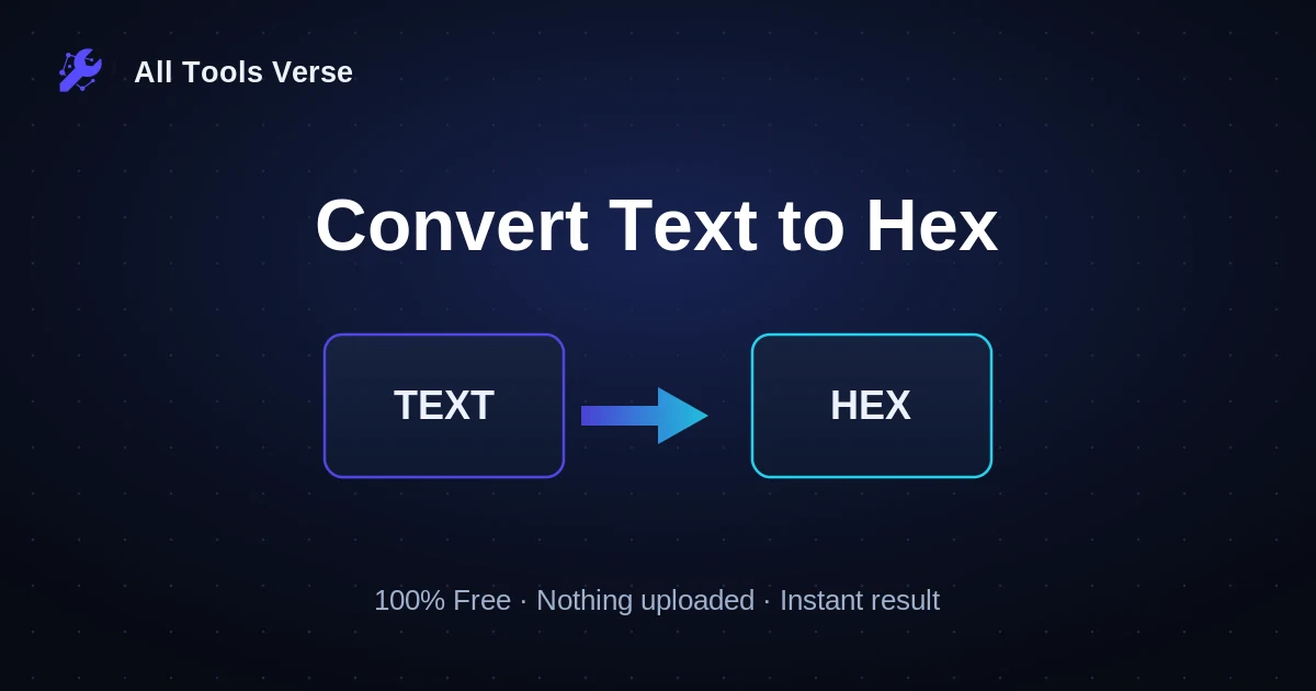 Convert Text to Hex · free online tool · All Tools Verse