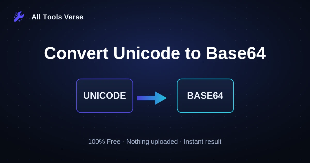 Convert Unicode to Base64 · free online tool · All Tools Verse