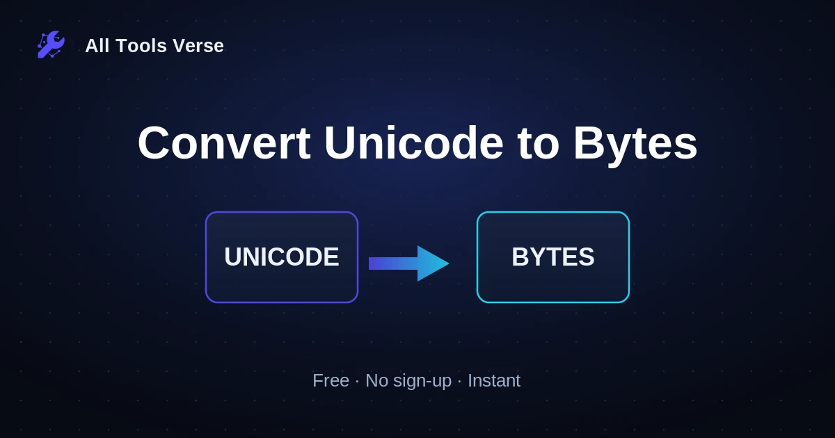 Convert Unicode to Bytes · free online tool · All Tools Verse
