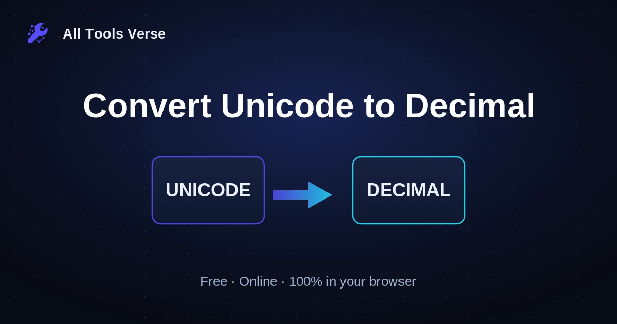 Convert Unicode to Decimal · free online tool · All Tools Verse