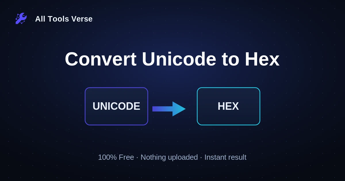 Convert Unicode to Hex · free online tool · All Tools Verse