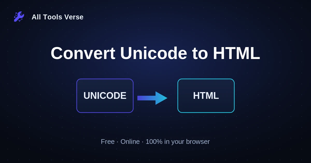 Convert Unicode to HTML · free online tool · All Tools Verse