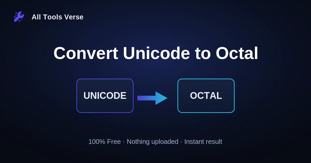 Convert Unicode to Octal · free online tool · All Tools Verse