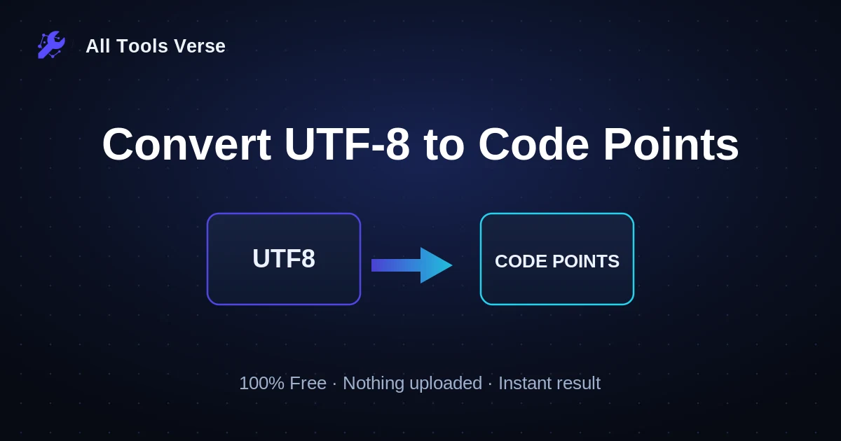 Convert UTF-8 to Code Points · free online tool · All Tools Verse