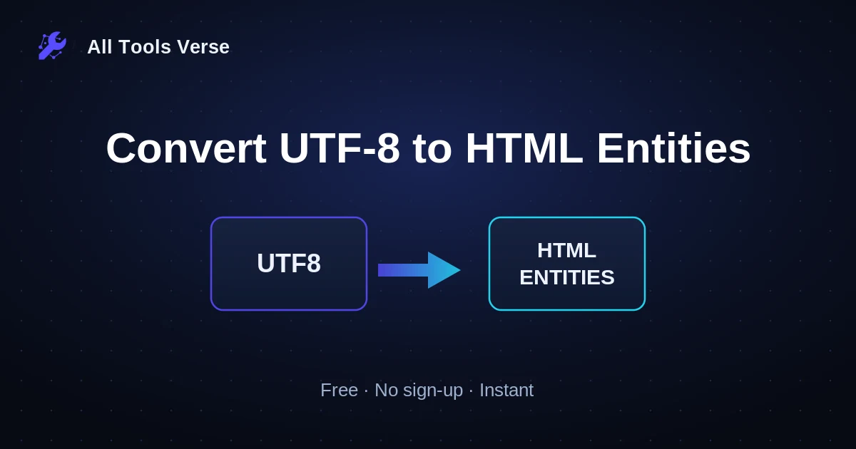 Convert UTF-8 to HTML Entities · free online tool · All Tools Verse