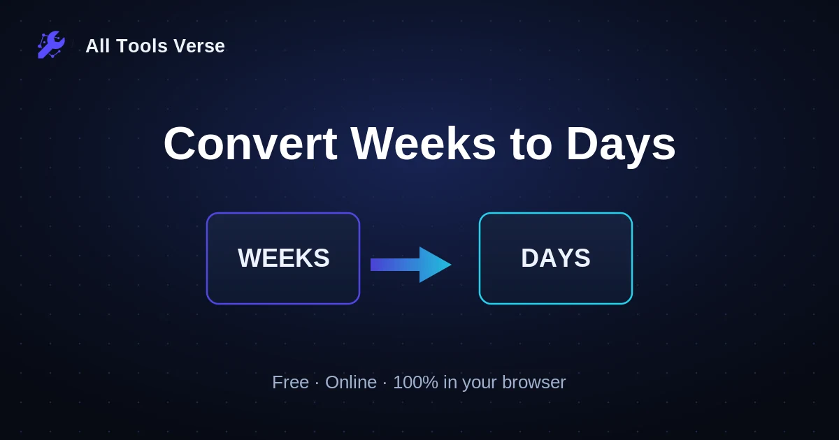 Convert Weeks to Days · free online tool · All Tools Verse