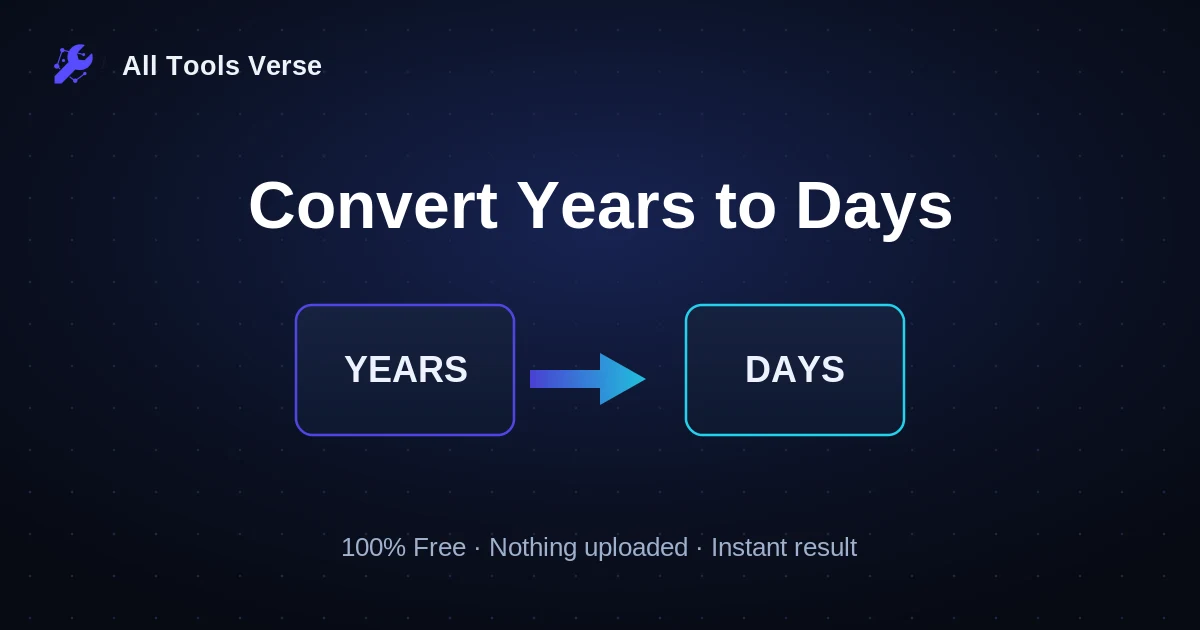 Convert Years to Days · free online tool · All Tools Verse