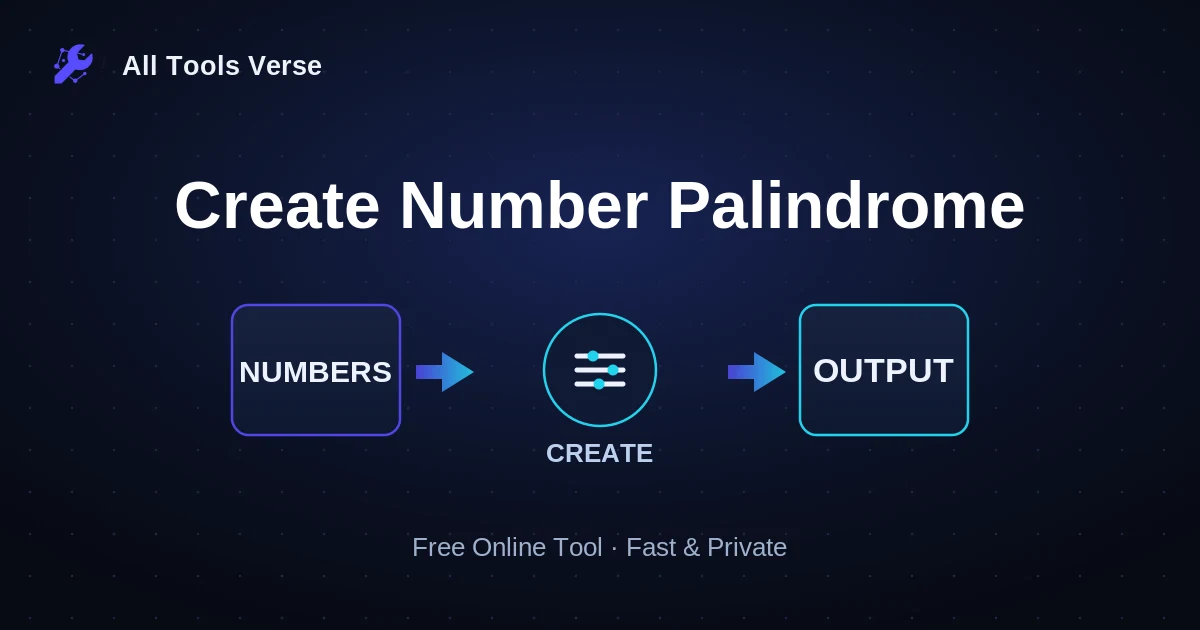 Create Number Palindrome · free online tool · All Tools Verse