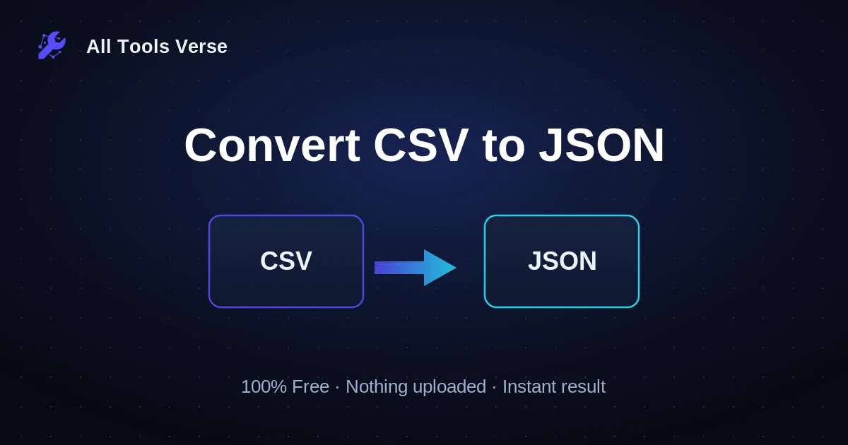 Convert CSV to JSON · free online tool · All Tools Verse