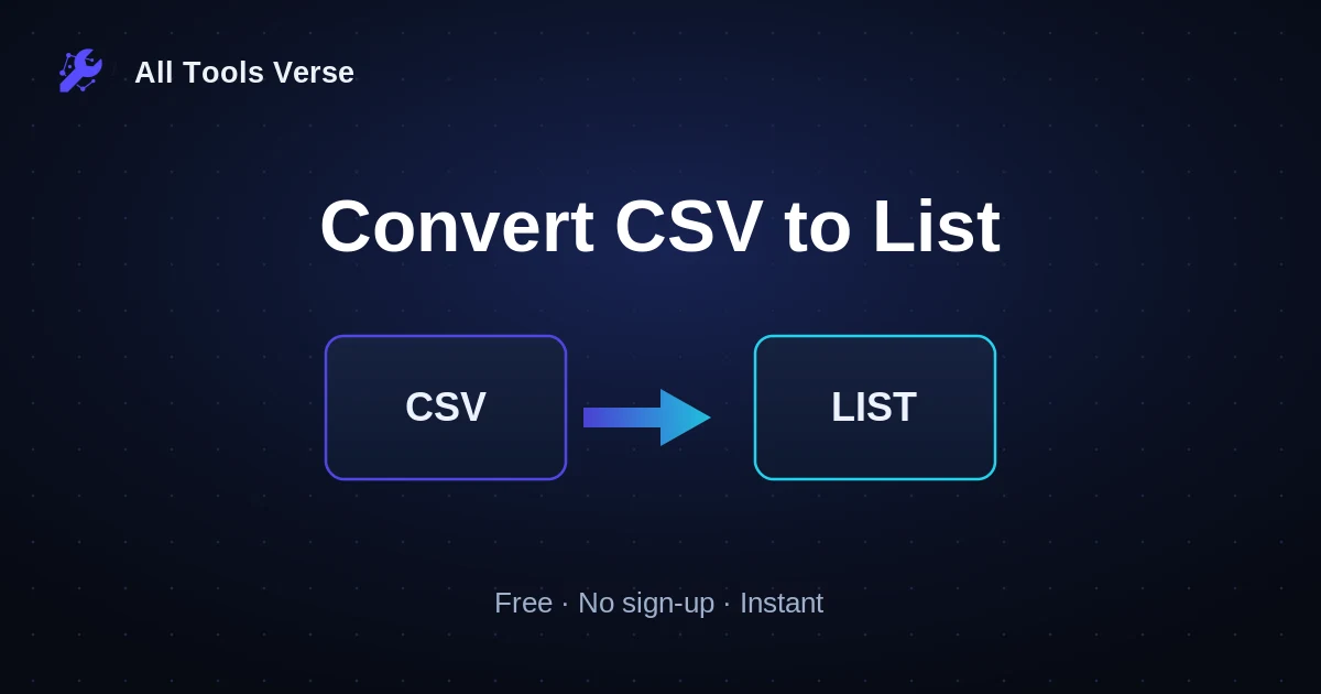 Convert CSV to List · free online tool · All Tools Verse
