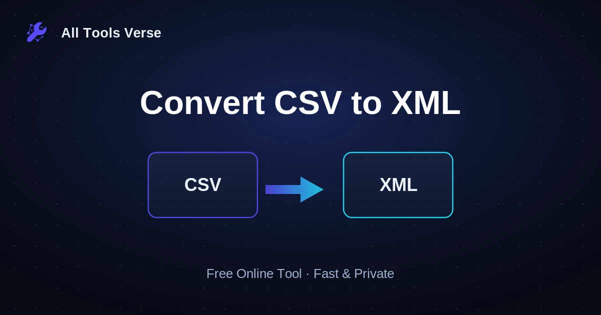 Convert CSV to XML · free online tool · All Tools Verse