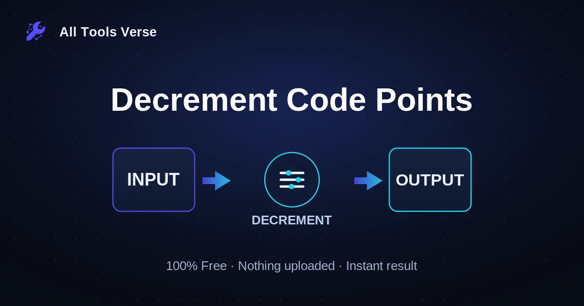 Decrement Code Points · free online tool · All Tools Verse