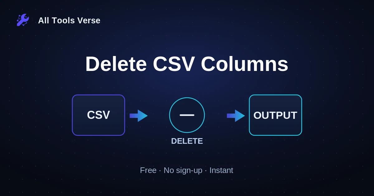 Delete CSV Columns · free online tool · All Tools Verse